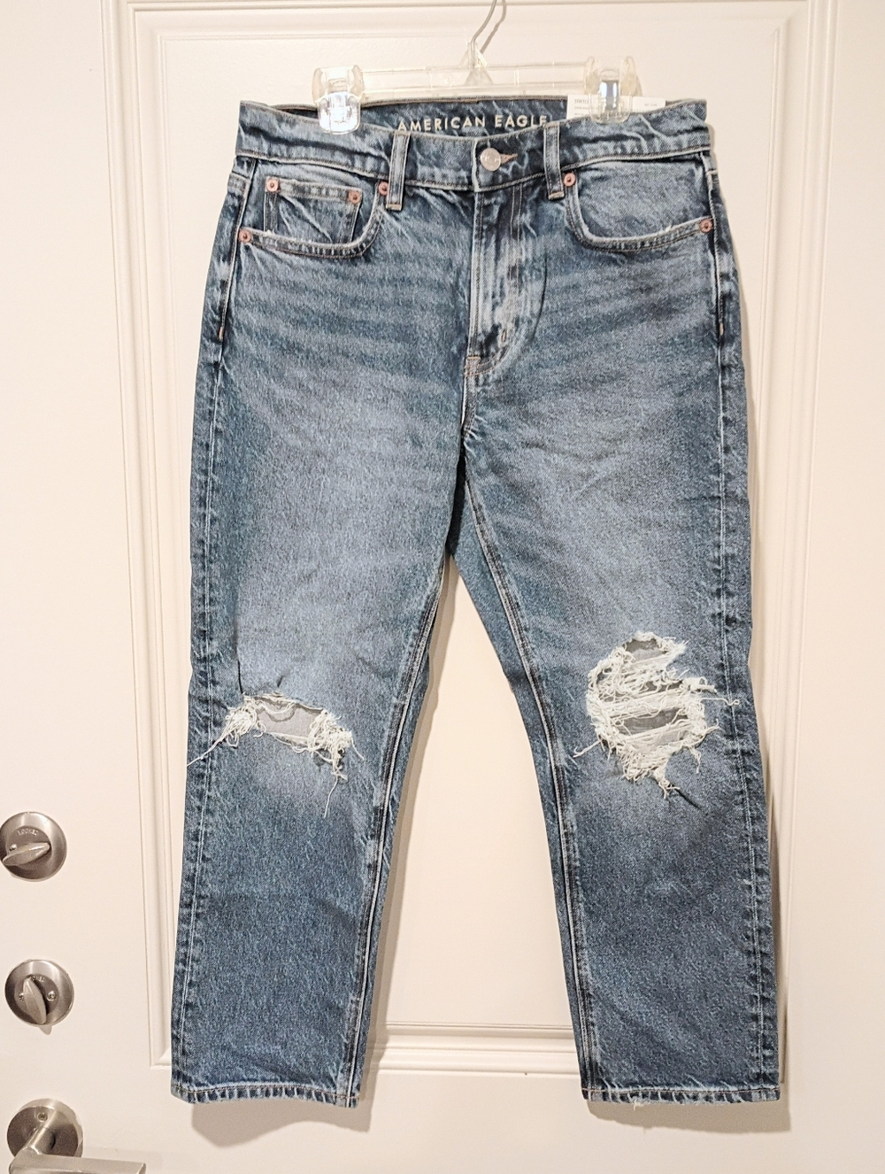 American Eagle Super High Rise Ankle Straight Women's Distressed Jeans
